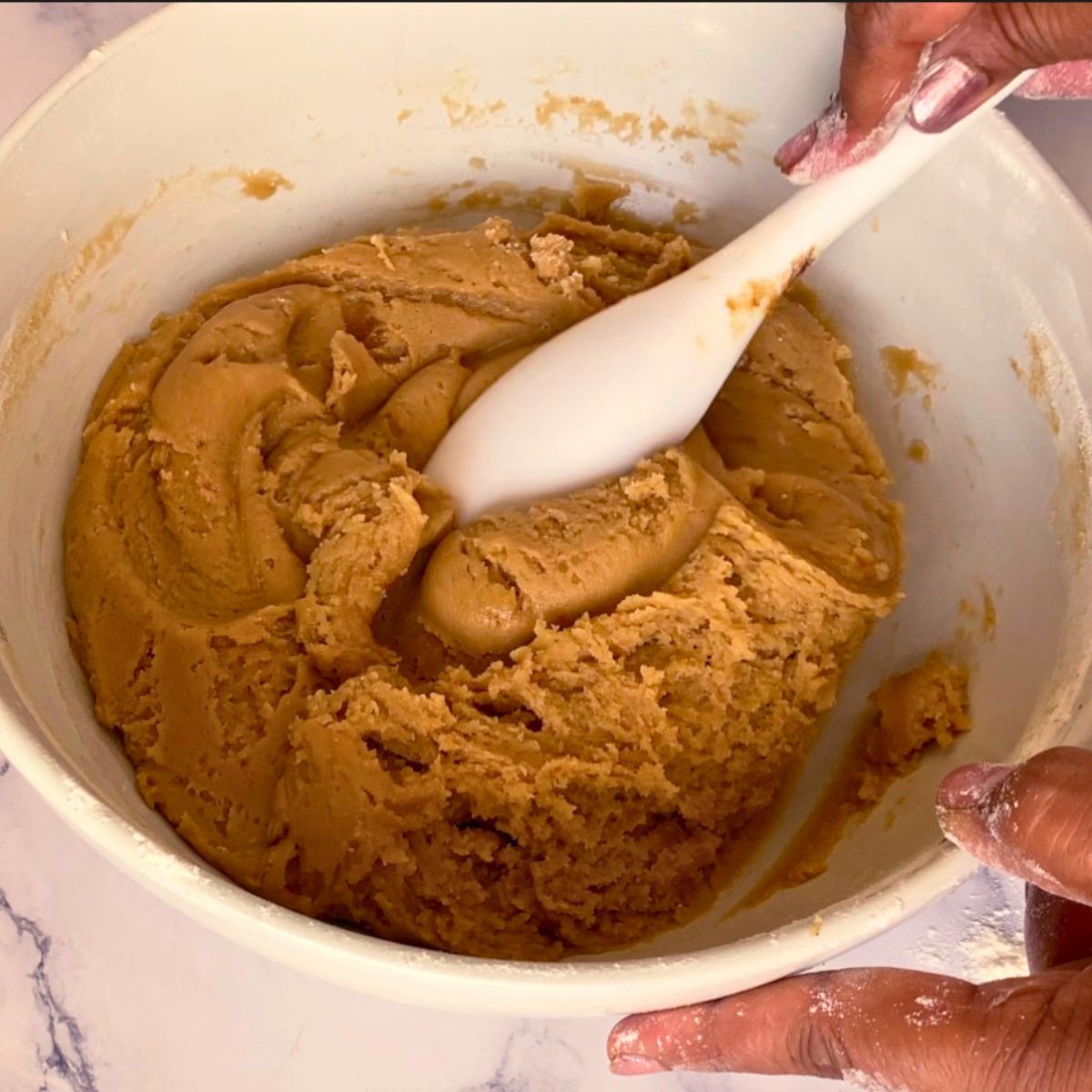 Cookie dough ready for chilling.