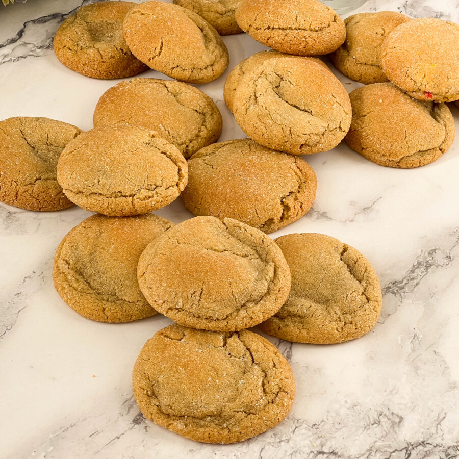 Fresh baked brown sugar cookies on the table.
