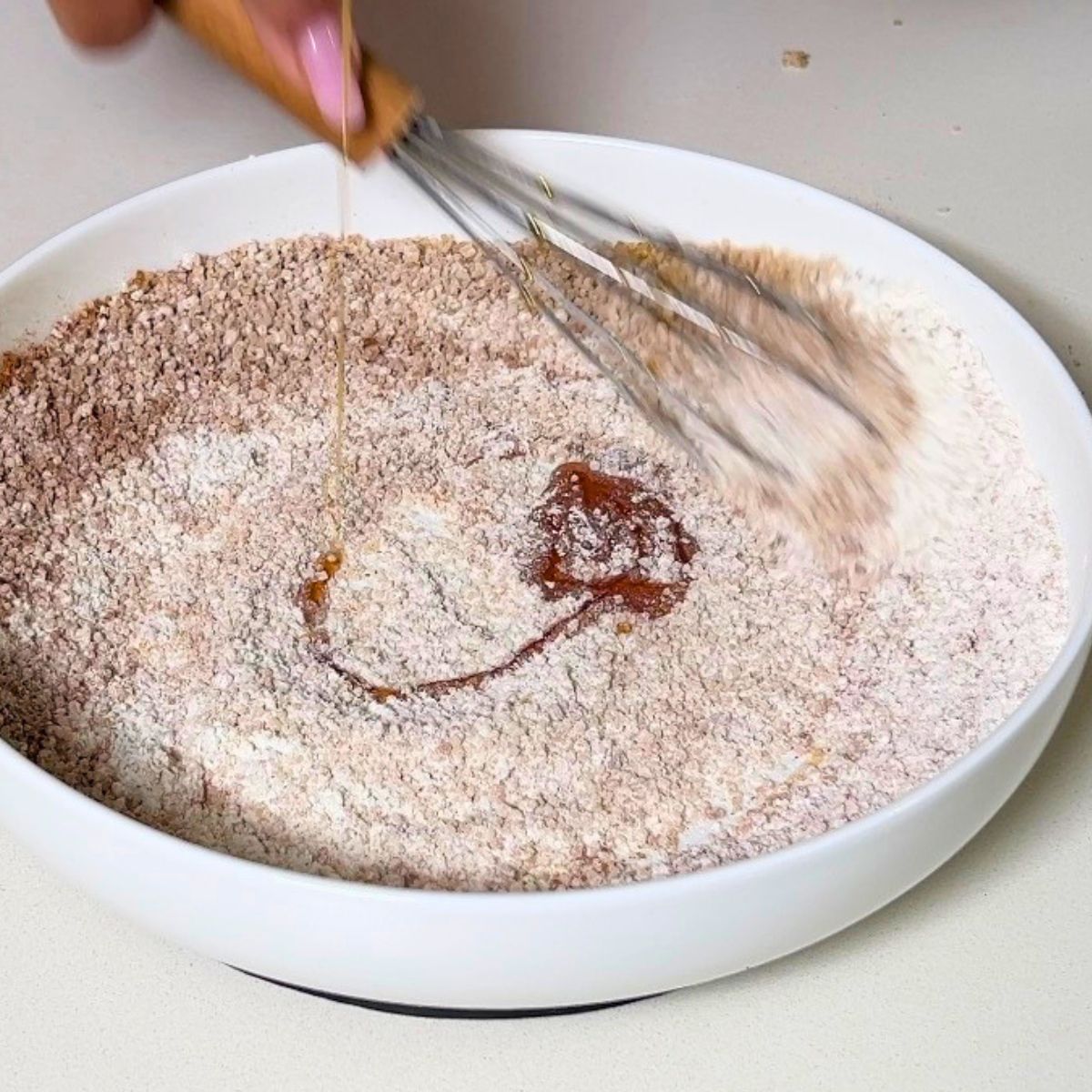 Making the cinnamon streusel.