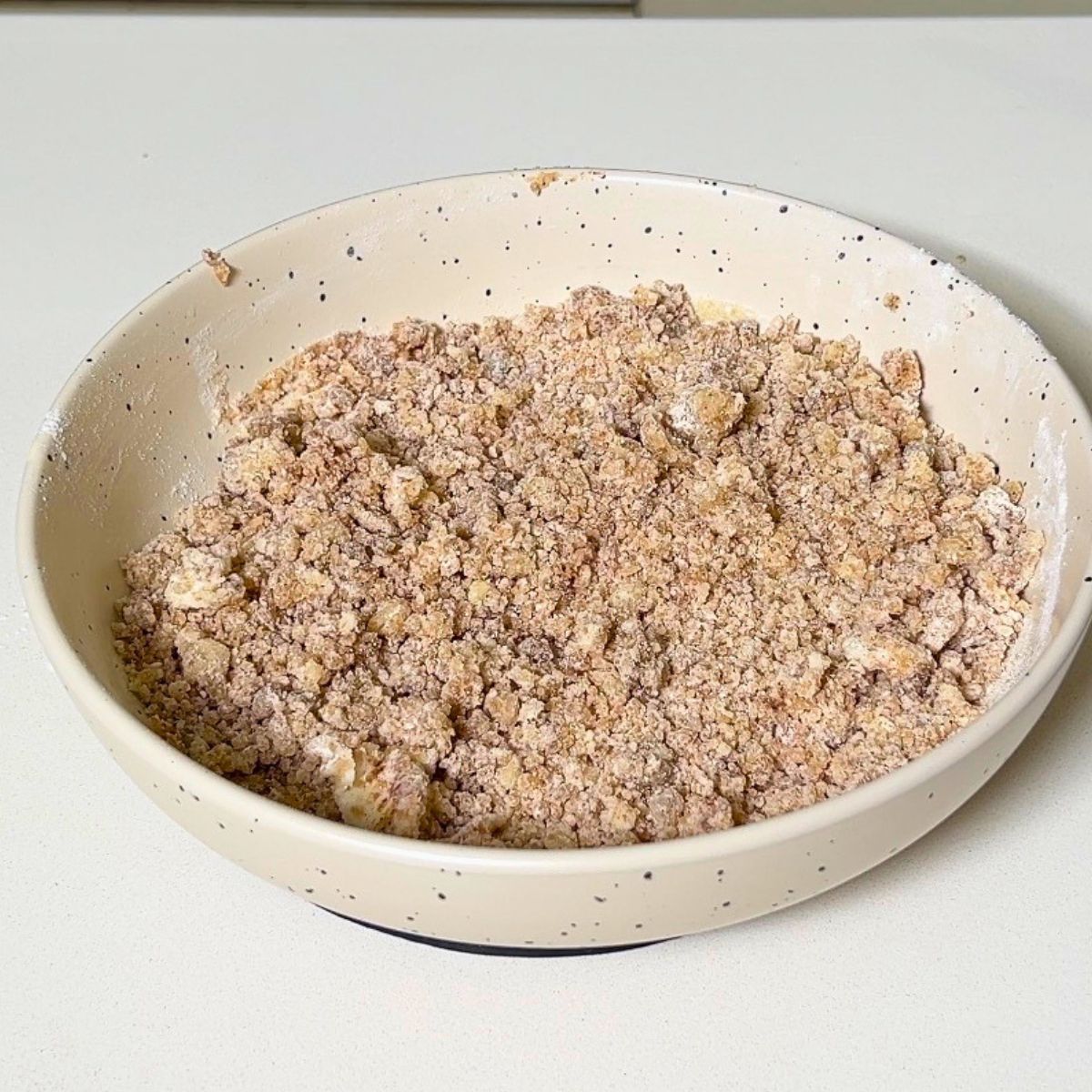 Cinnamon streusel in a bowl.