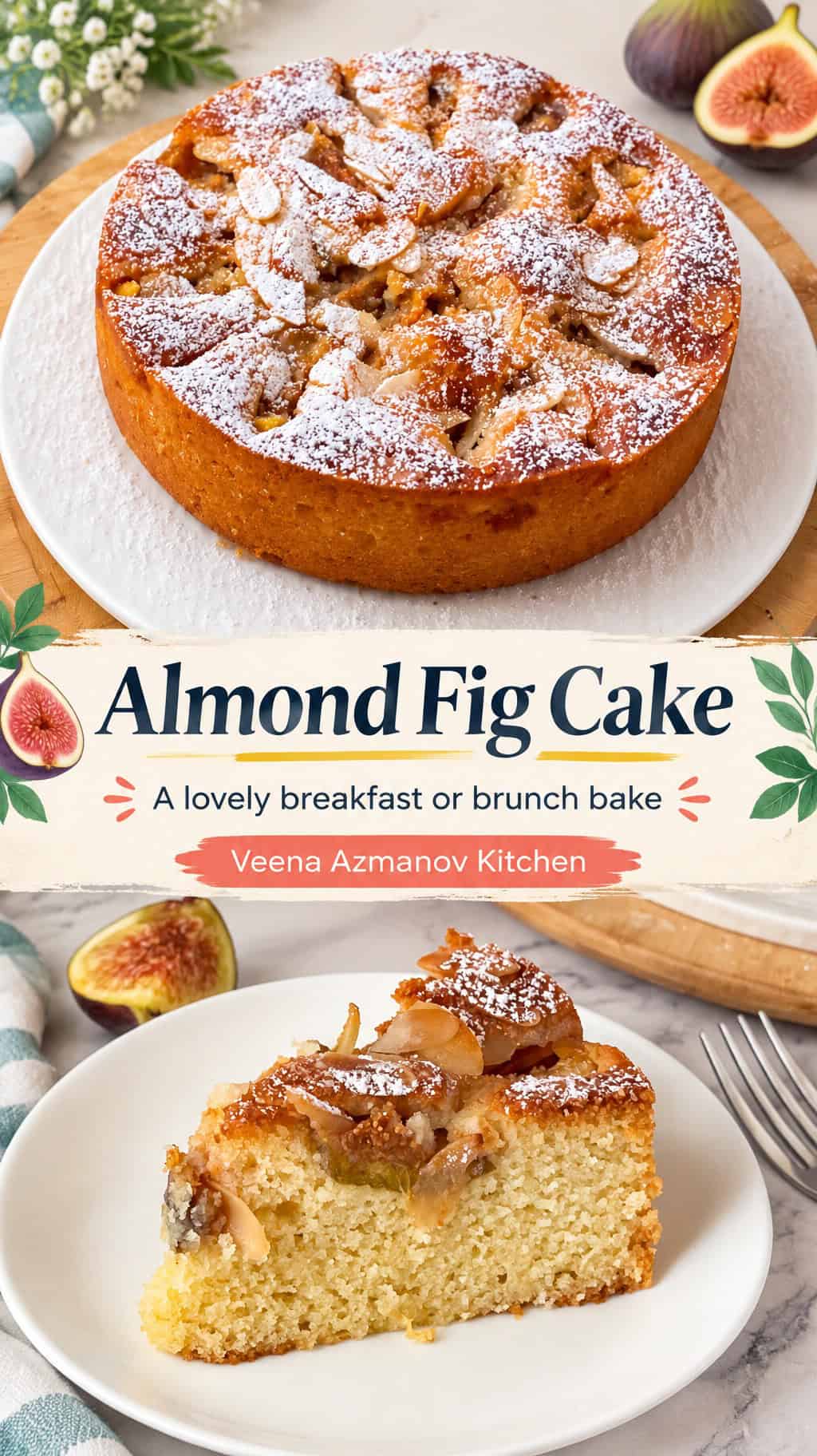 Pinterest image for Fig Almond Cake Recipe.