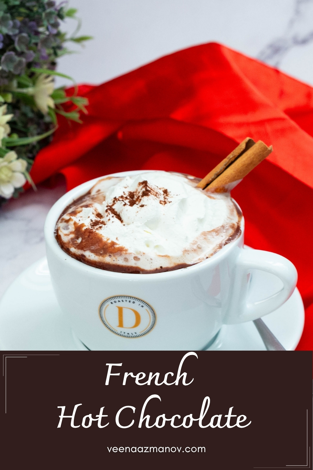 Pinterest image for French Hot Chocolate.