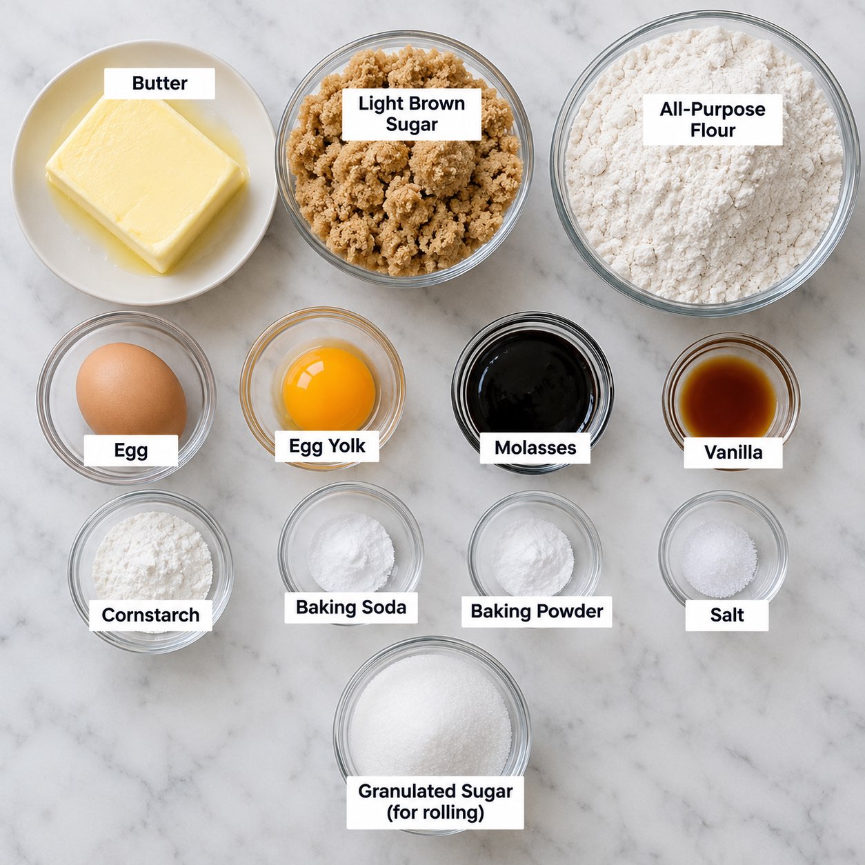 Ingredients for fresh baked brown sugar cookies.