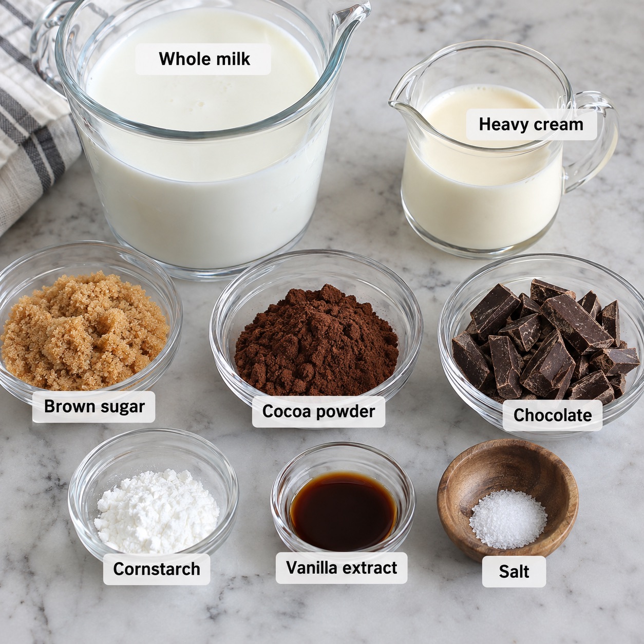 Ingredients for making French Hot Chocolate.