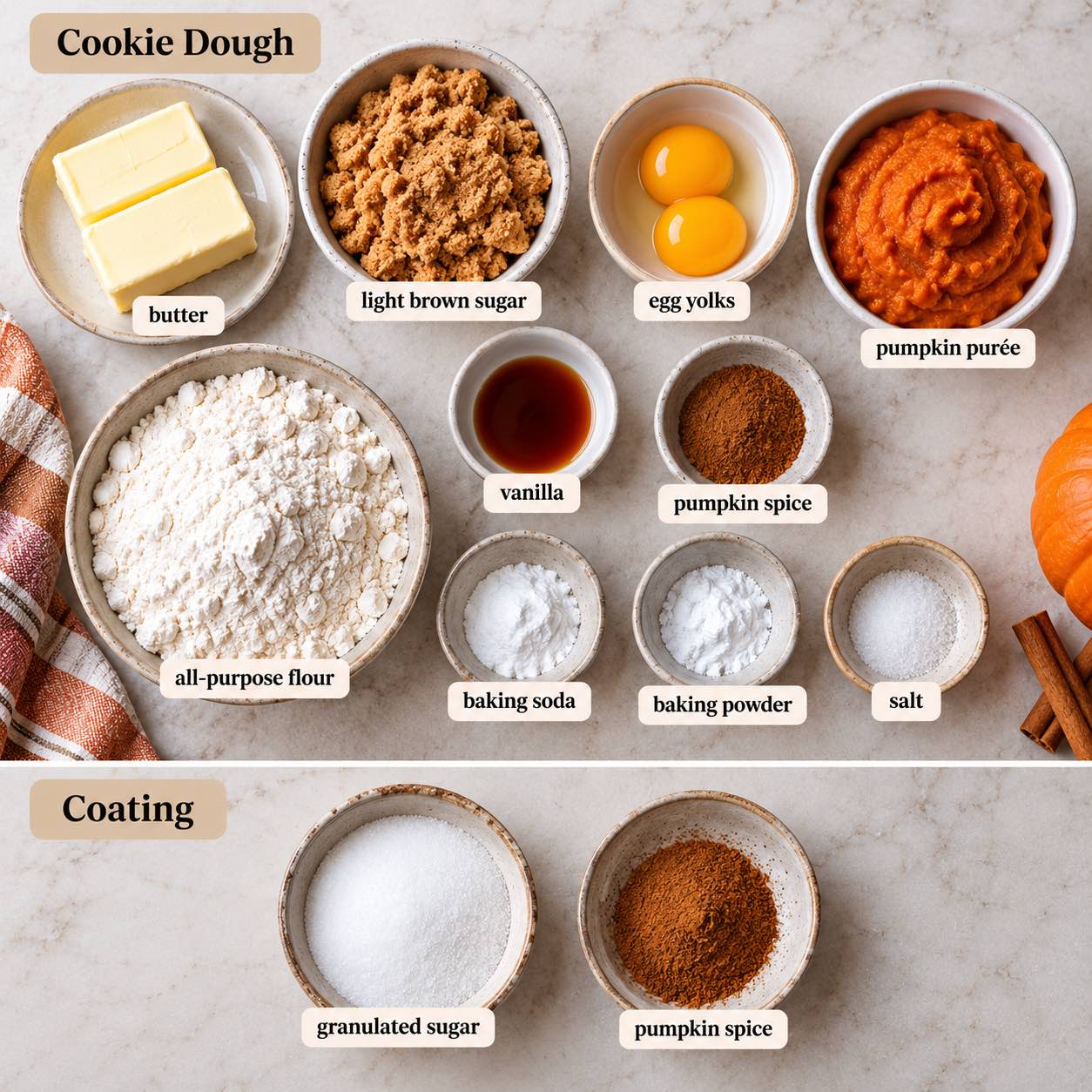 Ingredients for making Pumpkin cookies.