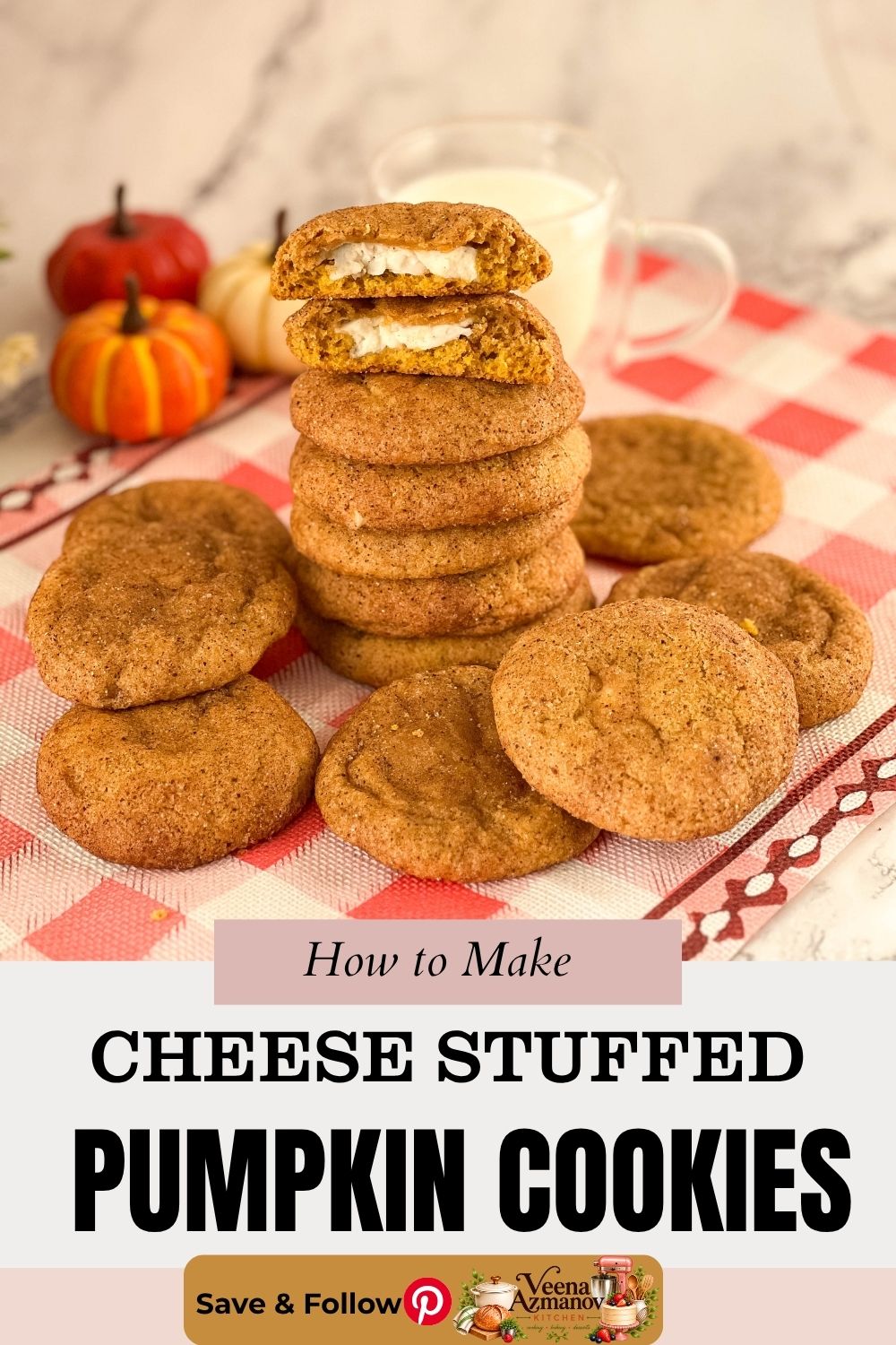 Pinterest image for Pumpkin Cream Cheese Cookies.