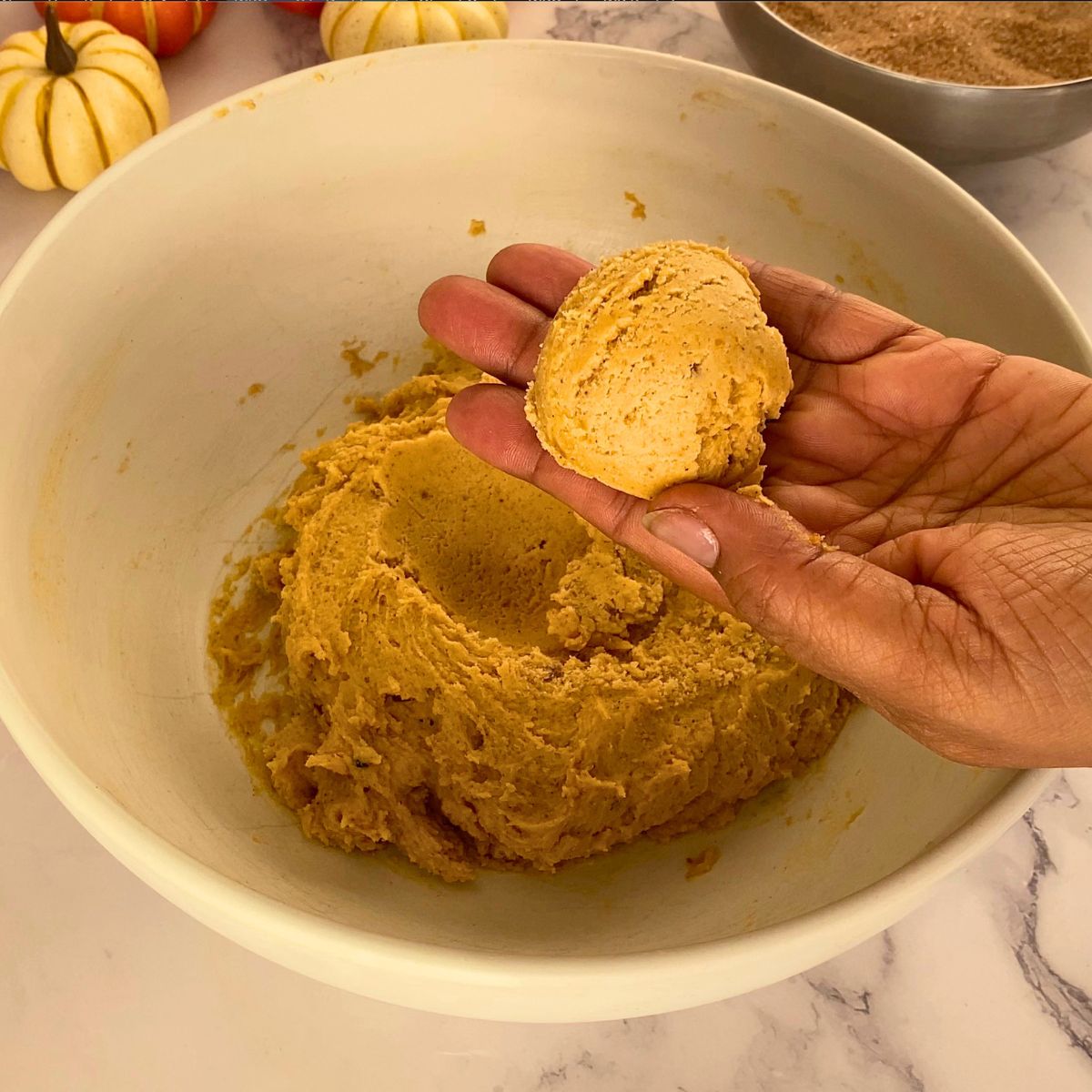 A scoop of cookie dough ball.