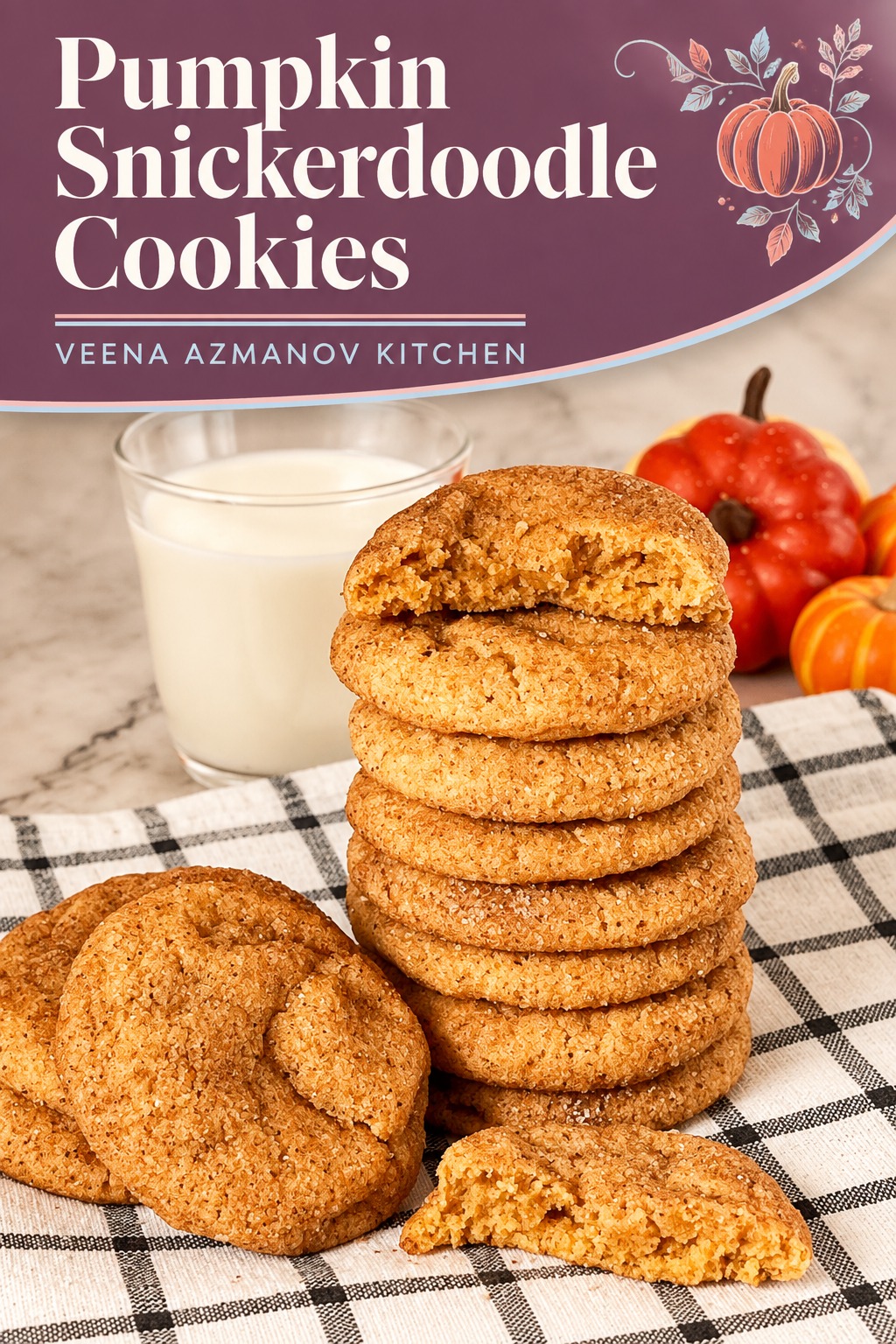 Pinterest image for Pumpkin Snickerdoodle Cookies.