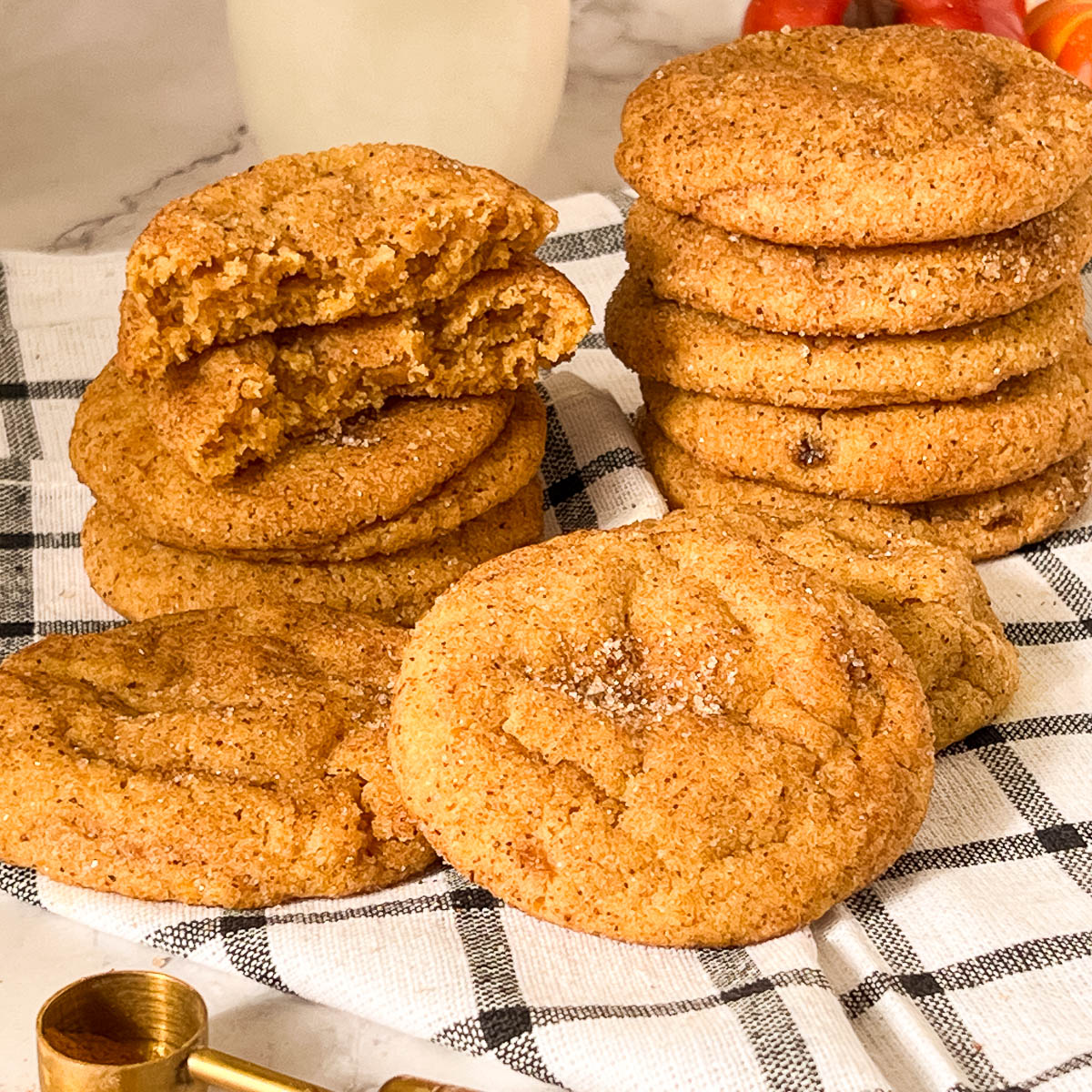 A stack of cookies on the table.