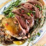 Pinterest image for Pomegranate and Apple Roast Lamb.