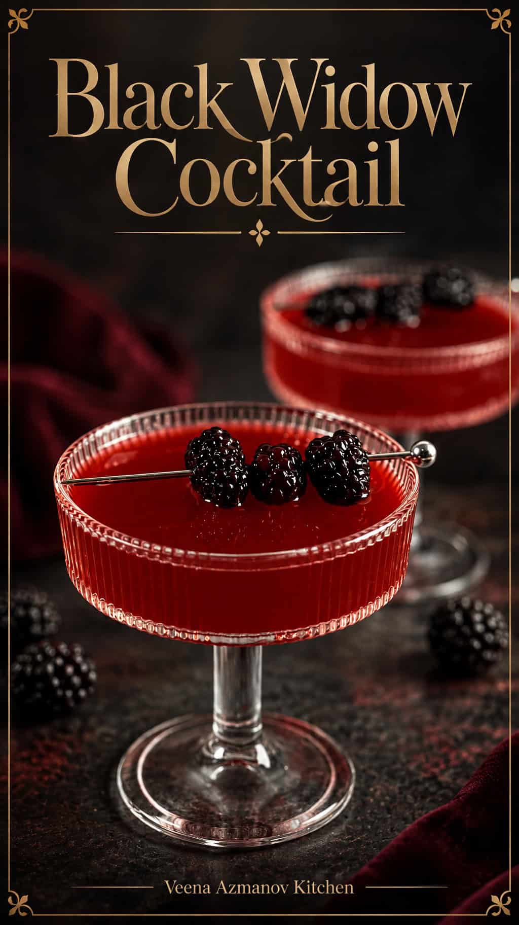 Pinterest image for blackberry Cocktail Black Widow.