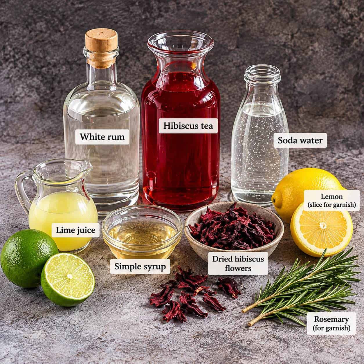Ingredients for Halloween Blood Mood Cocktail.