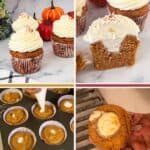 Pinterest image for pumpkin cream cheese-filled cupcakes.
